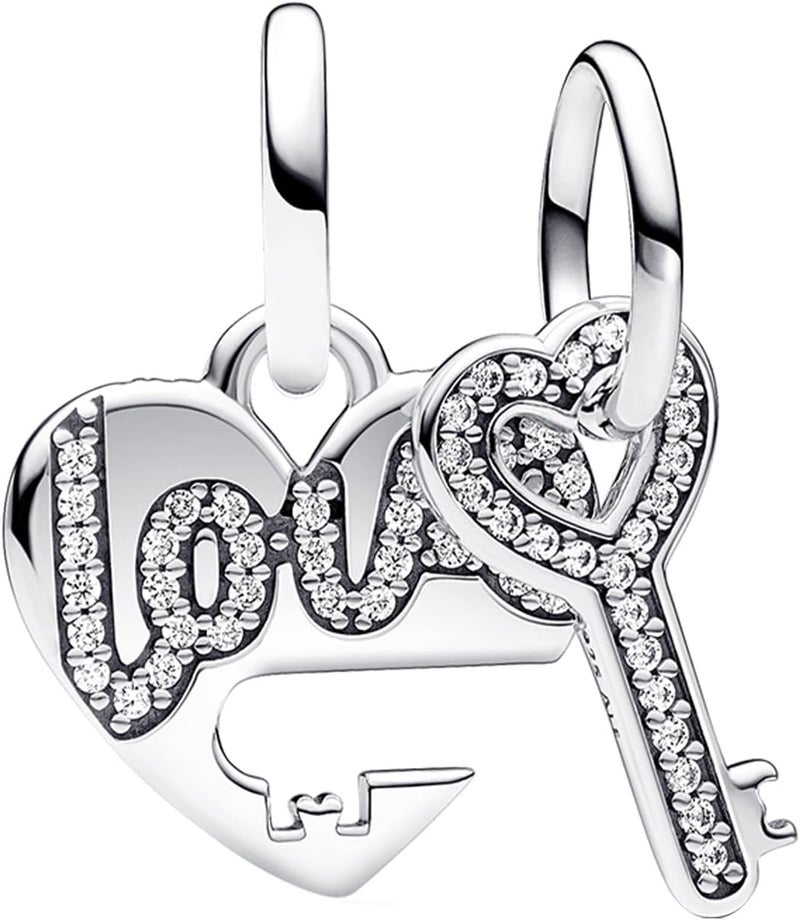YUMINN تعليقات فضة استرلينية 925 لسلاسل المعصم، تعليقات حب وقلب ذهبية، خرز متدلي من زهور الكرز للمجوهرات النسائية - Image 1
